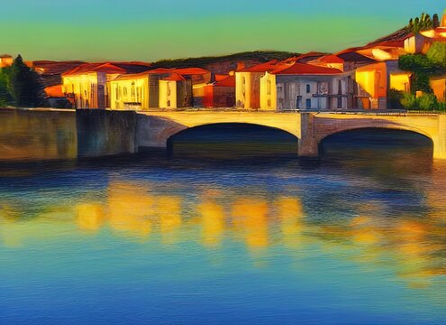 Mondego River Scene Artist Depiction