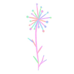 Rainbow line Leaves, signs and symbols, Hand drawn in doodle style.