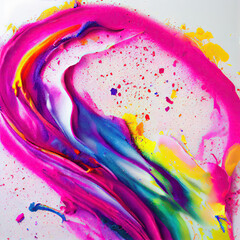 Bold and vibrant watercolor paint splattered on white canvas. 3d rendering.