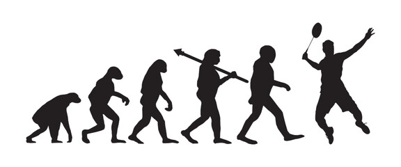 Evolution of badminton vector illustration.
