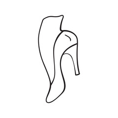 Isolated vector illustration of high heels. Cute thin line icon for design, cover etc.