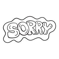 Isolated vector illustration of sorry sign. Cute thin line icon for design, cover etc.