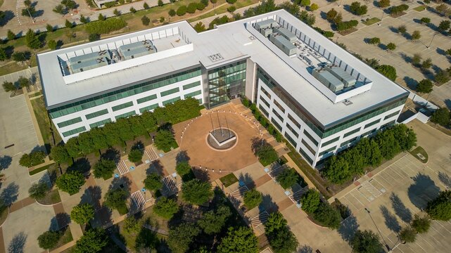 Aerial view of former MedAssets headquarters building plano in Texas in USA