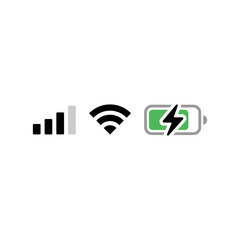 Signal, wifi, battery icon. Status bar symbol modern, simple, vector, icon for website design, mobile app, ui. Vector Illustration
