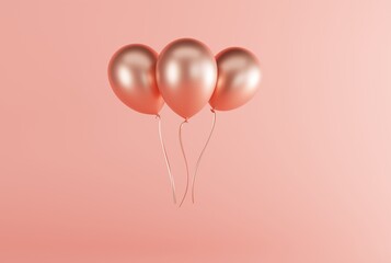 Balloons on a light background. Concept for the release of balloons, balloons inflated with air. 3d rendering, 3d illustration..