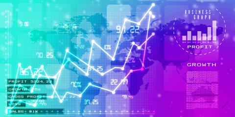 2d rendering Stock market online business concept. business Graph 