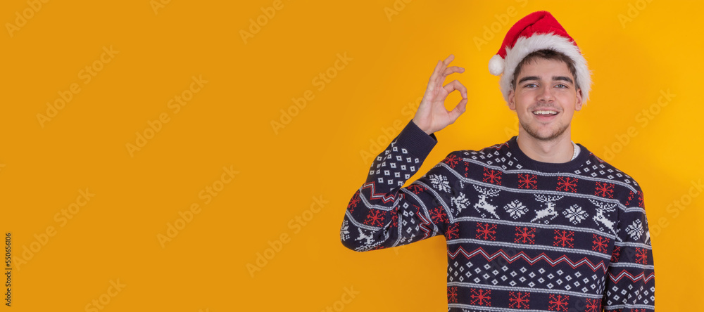 Poster young santa claus at christmas isolated on background