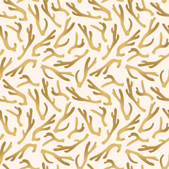 golden seamless pattern of reindeer antlers - vector illustration
