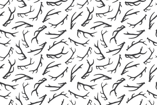 seamless pattern of deer antlers - vector illustration
