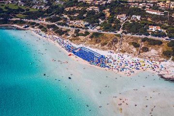 Keuken foto achterwand La Pelosa Strand, Sardinië, Italië Prachtig uitzicht vanuit de lucht op het strand van Pelosa (Spiaggia della Pelosa). Stintino, Sardinië, Italië. La Pelosa-strand, Sardinige, Italië. Het strand van La Pelosa, waarschijnlijk het mooiste strand van Sardinië, Italië