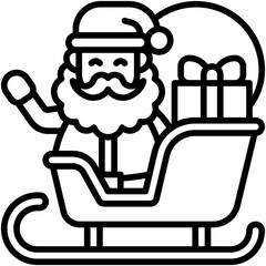 Santa Claus in sledge icon, Christmas related vector illustration