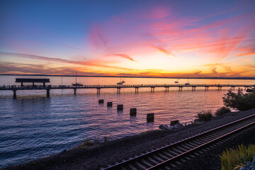 Obraz premium sunset at the pier