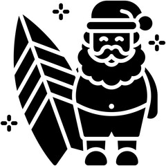 Santa Claus with surfboard icon, Christmas related vector illustration