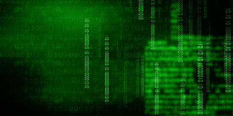 2d illustration abstract digital binary data on computer screen
