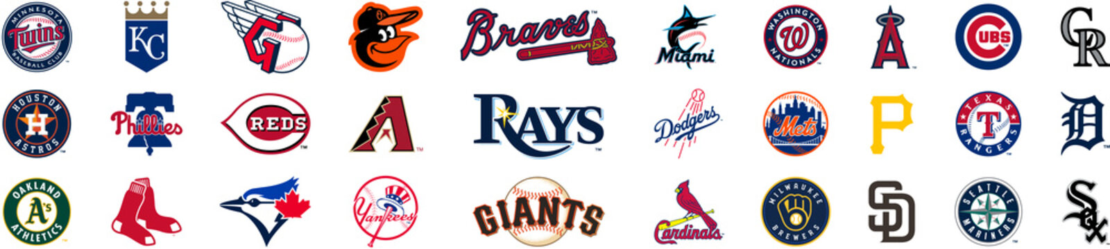 Baseball. Blue Jays, Red Sox, Rays, Orioles, White Sox, Twins, Royals, Tigers, Astros, Angels, Mets, Phillies, Braves, Marlins, Reds, Pirates, Cubs, Padres, Giants etc. Kyiv, Ukraine - Dec 1, 2022