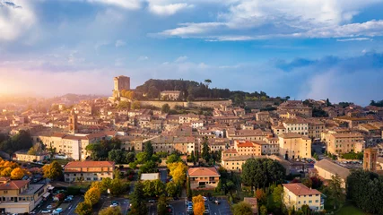 Fotobehang Toscane Sarteano village in Tuscany, Italy. Sarteano, the medieval castle at the top of the village. Siena, Tuscany, Italy.  © daliu