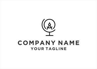 Fototapeta premium Math compass and globe logo design vector