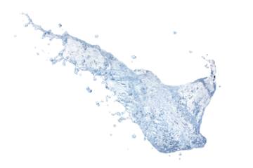 Flying water splash close up. Png isolated with transparency