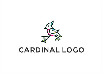Cardinal Bird Logo Design with line art style