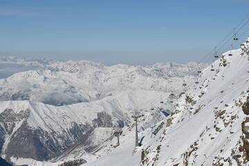 Old chairlift built on a rock on Hintertux Glacier