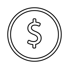 Dollar Coin Icon In Line Style