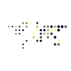 World 1 Silhouette Pixelated pattern map illustration