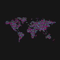 Fototapeta premium World 1 Silhouette Pixelated pattern map illustration