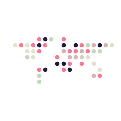 World 1 Silhouette Pixelated pattern map illustration