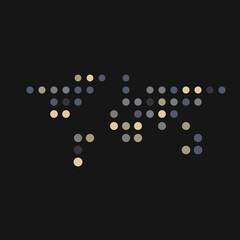 World 1 Silhouette Pixelated pattern map illustration
