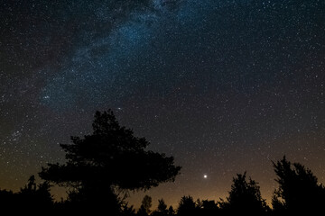 Naklejka na ściany i meble Starry sky, Milky Way, Andromeda galaxy, seen from Earth.