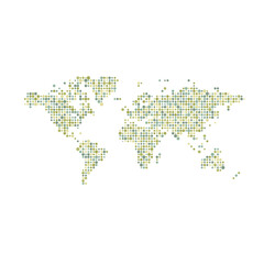 Fototapeta na wymiar World 1 Silhouette Pixelated pattern map illustration