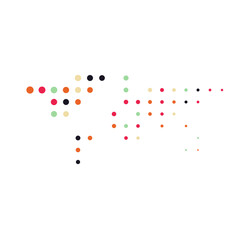 World 1 Silhouette Pixelated pattern map illustration