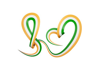 Obraz premium National flag of the India in the shape of a heart 3d illustration