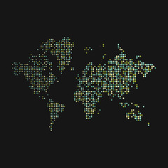 World 2 Silhouette Pixelated pattern map illustration