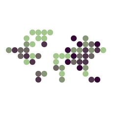 World 2 Silhouette Pixelated pattern map illustration