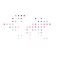 World 2 Silhouette Pixelated pattern map illustration