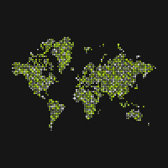 Fototapeta na wymiar World 2 Silhouette Pixelated pattern map illustration