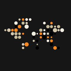 World 2 Silhouette Pixelated pattern map illustration