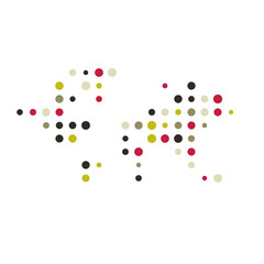 World 2 Silhouette Pixelated pattern map illustration