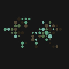 World 2 Silhouette Pixelated pattern map illustration