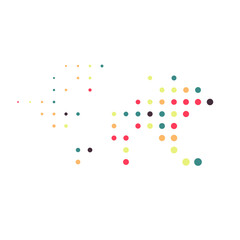 World 2 Silhouette Pixelated pattern map illustration