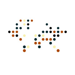 World 2 Silhouette Pixelated pattern map illustration