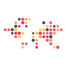 World 2 Silhouette Pixelated pattern map illustration