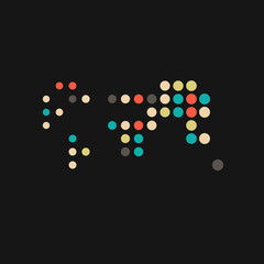 World 3 Silhouette Pixelated pattern map illustration