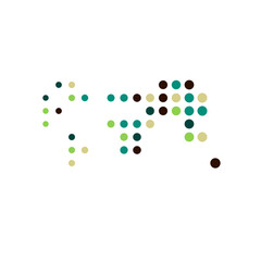 World 3 Silhouette Pixelated pattern map illustration