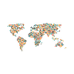 Fototapeta premium World 3 Silhouette Pixelated pattern map illustration