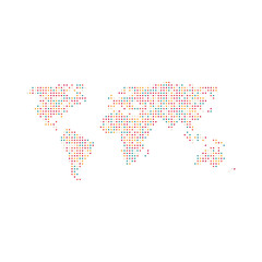 World 3 Silhouette Pixelated pattern map illustration