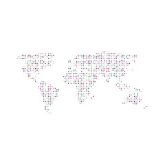 World 3 Silhouette Pixelated pattern map illustration