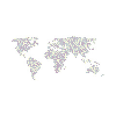 Fototapeta na wymiar World 3 Silhouette Pixelated pattern map illustration
