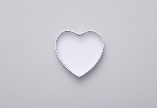 Blank open heart shaped box mockup on gray background